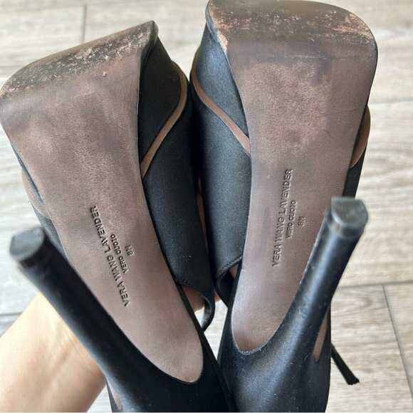 Vera Wang Lavender Black Satin Bows Platform Pump - Picture 14 of 16